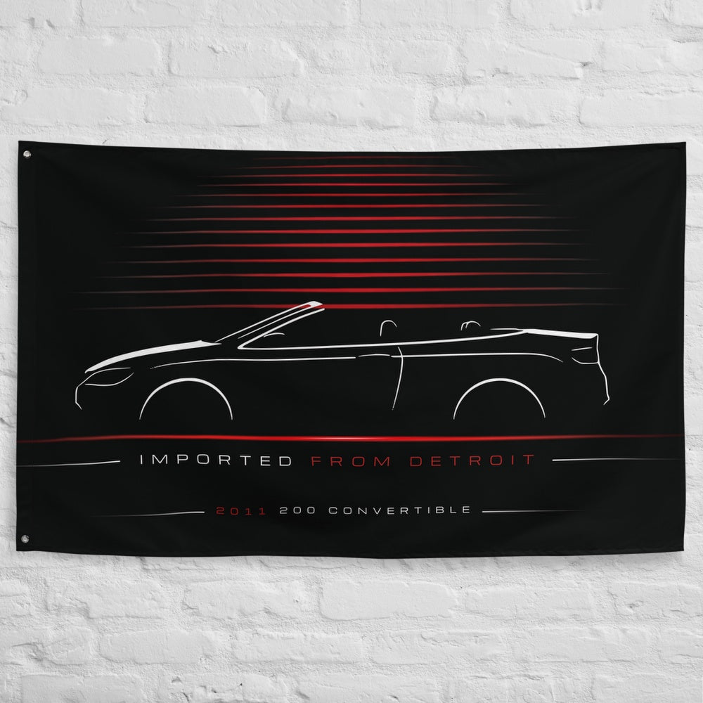 Chrysler 200 Convertible 2011 car silhouette flag - White Brick Wall