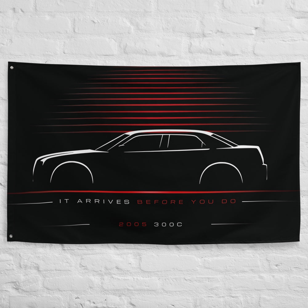 Chrysler 300C 2005 car silhouette flag - White Brick Wall