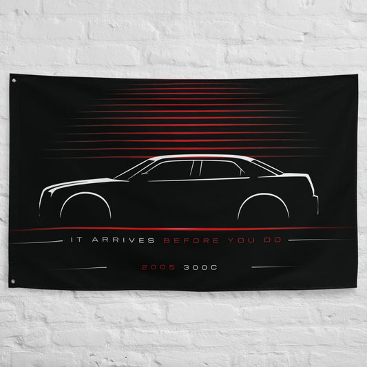 Chrysler 300C 2005 car silhouette flag - White Brick Wall