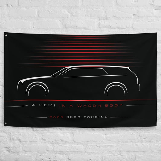 Chrysler 300C Touring 2005 car silhouette flag - White Brick Wall
