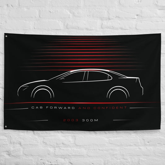 Chrysler 300M 2003 car silhouette flag - White Brick Wall