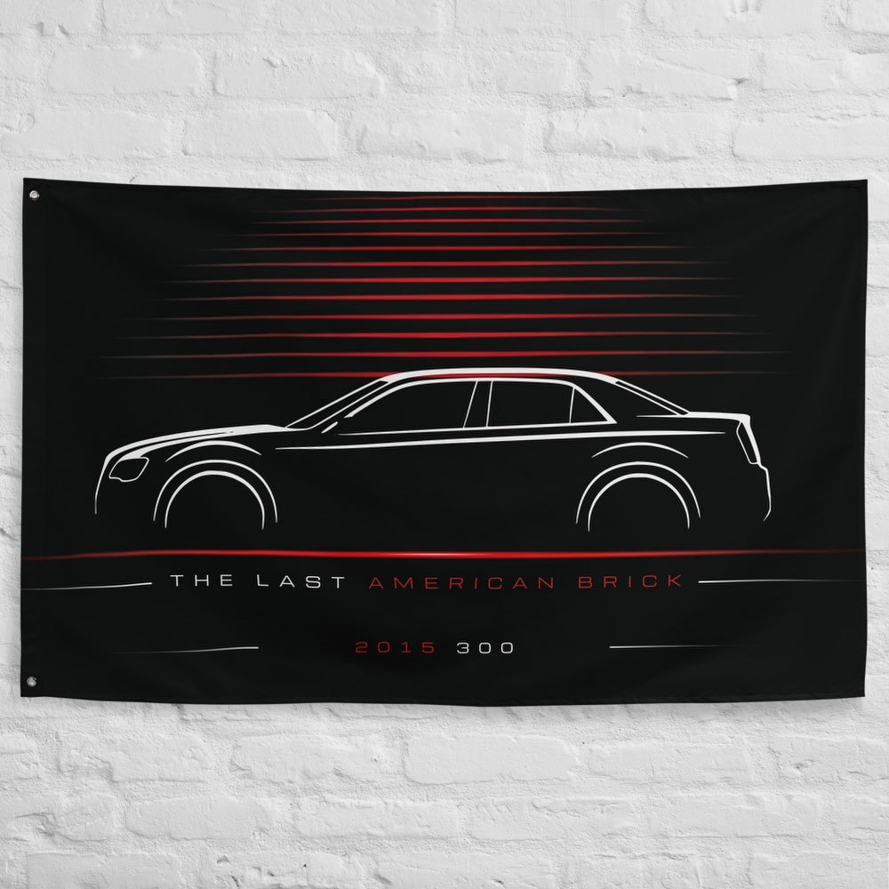 Chrysler 300 2015 car silhouette flag - White Brick Wall
