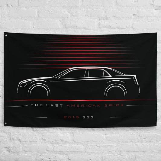 Chrysler 300 2015 car silhouette flag - White Brick Wall