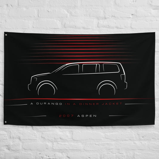 Chrysler Aspen 2007 car silhouette flag - White Brick Wall