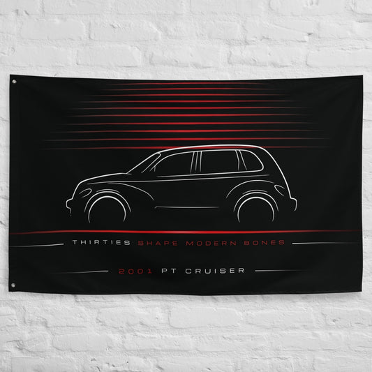 Chrysler PT Cruiser 2001 car silhouette flag - White Brick Wall