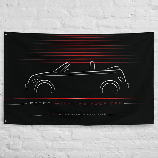 Chrysler PT Cruiser Convertible 2005 car silhouette flag - White Brick Wall