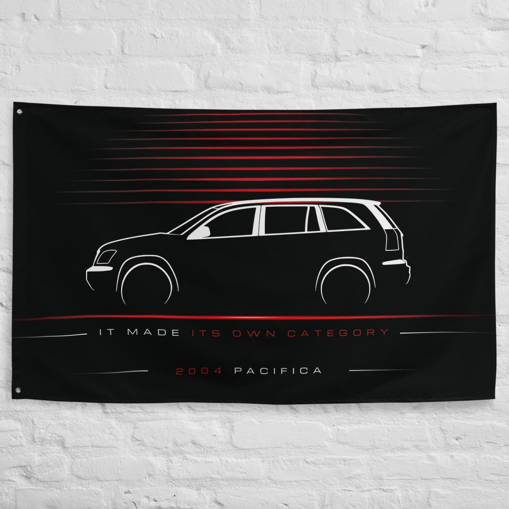 Chrysler Pacifica 2004 car silhouette flag - White Brick Wall