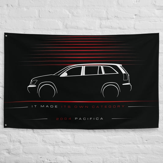 Chrysler Pacifica 2004 car silhouette flag - White Brick Wall