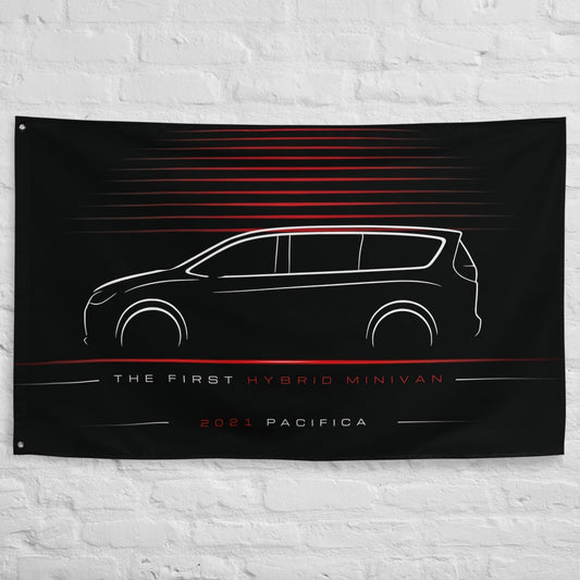 Chrysler Pacifica 2021 car silhouette flag - White Brick Wall