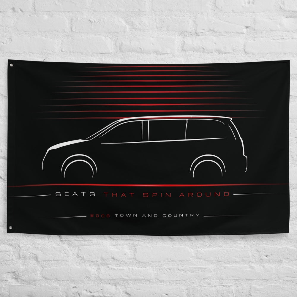 Chrysler Town and Country 2008 car silhouette flag - White Brick Wall