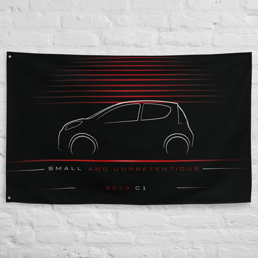 Citroen C1 2013 car silhouette flag - White Brick Wall