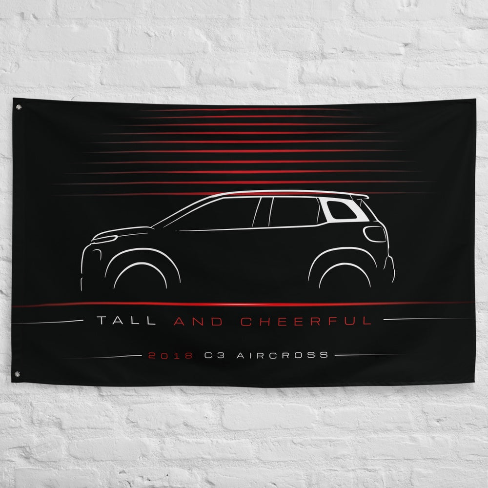 Citroen C3 Aircross 2018 car silhouette flag - White Brick Wall