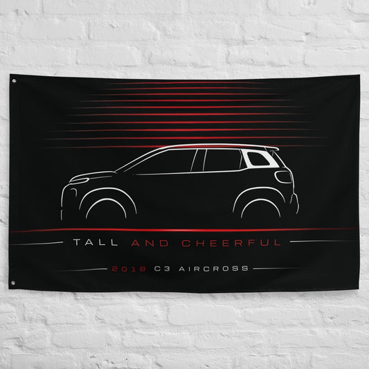 Citroen C3 Aircross 2018 car silhouette flag - White Brick Wall