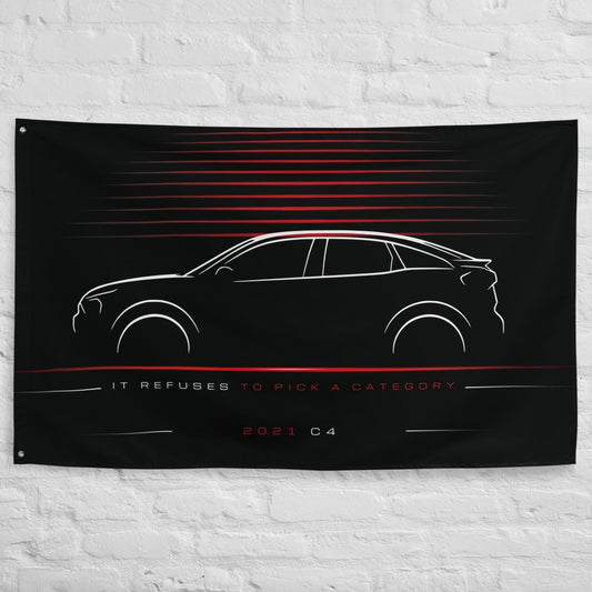 Citroen C4 2021 car silhouette flag - White Brick Wall