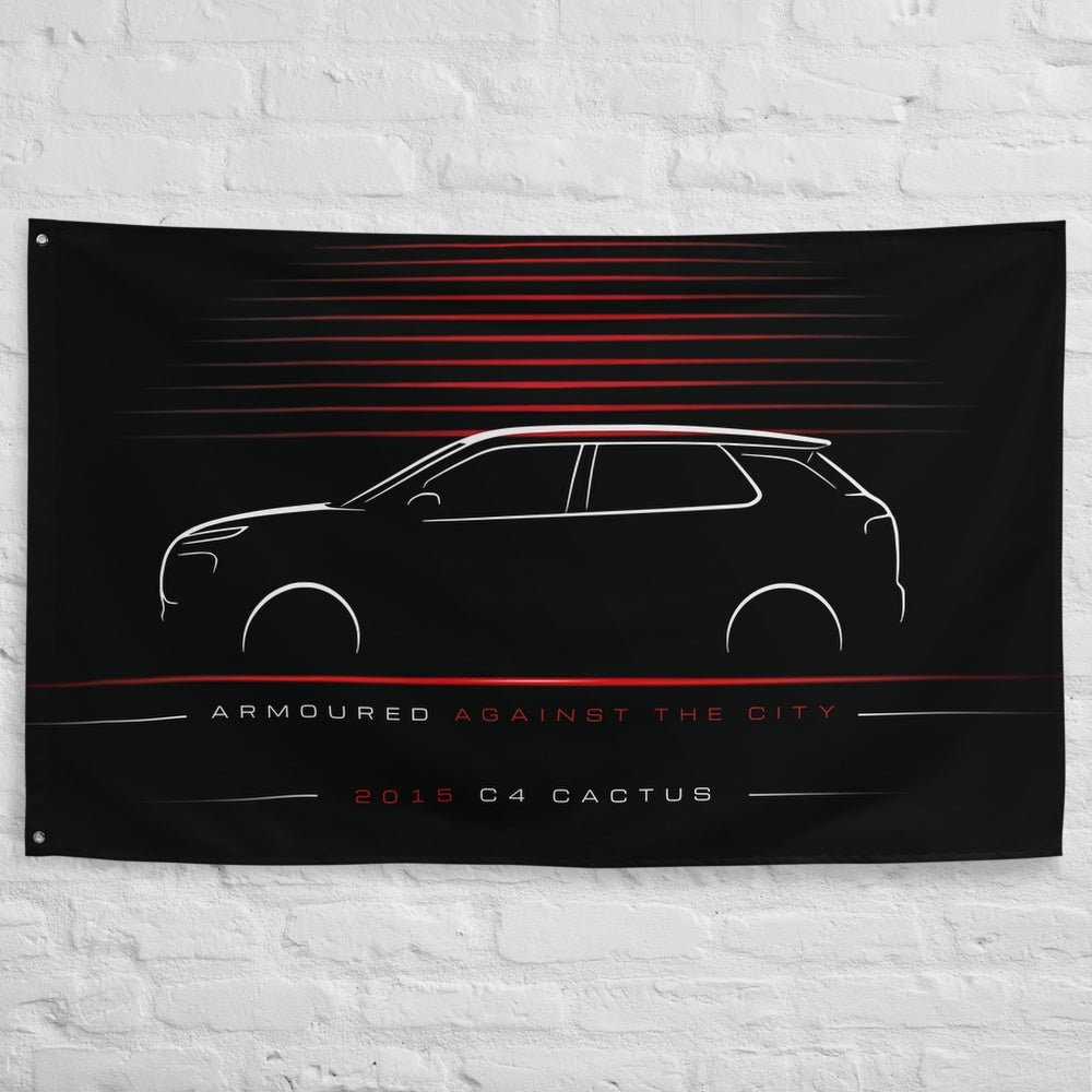 Citroen C4 Cactus 2015 car silhouette flag - White Brick Wall