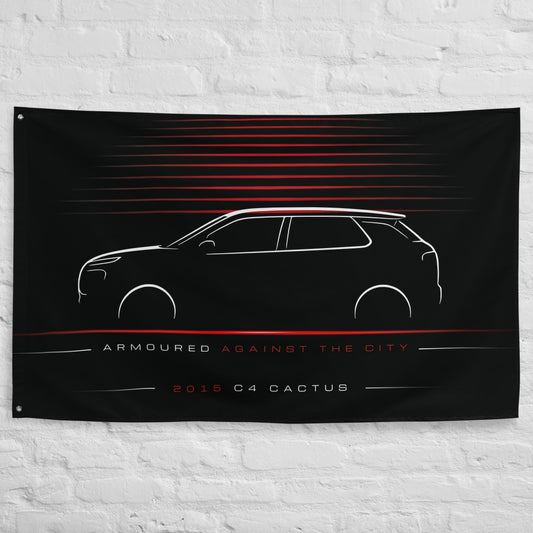 Citroen C4 Cactus 2015 car silhouette flag - White Brick Wall