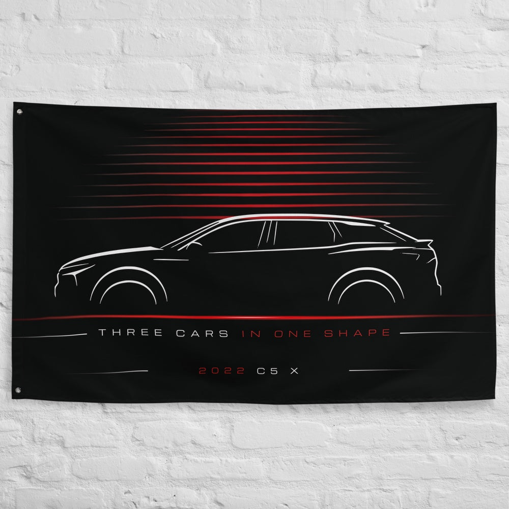 Citroen C5 X 2022 car silhouette flag - White Brick Wall