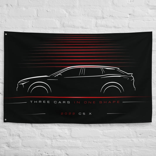 Citroen C5 X 2022 car silhouette flag - White Brick Wall