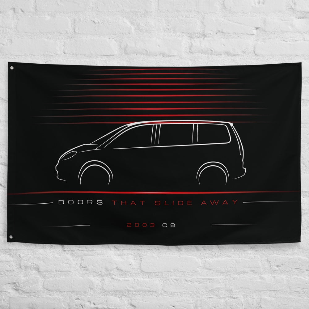 Citroen C8 2003 car silhouette flag - White Brick Wall