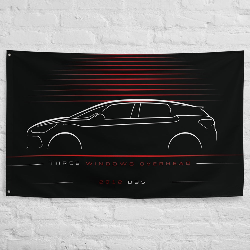 Citroen DS5 2012 car silhouette flag - White Brick Wall