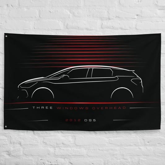 Citroen DS5 2012 car silhouette flag - White Brick Wall