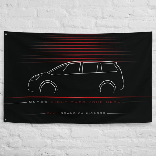 Citroen Grand C4 Picasso 2007 car silhouette flag - White Brick Wall