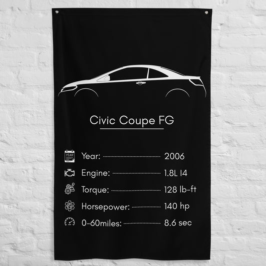 Honda Civic Coupe FG 2006 car silhouette spec flag - White Brick Wall