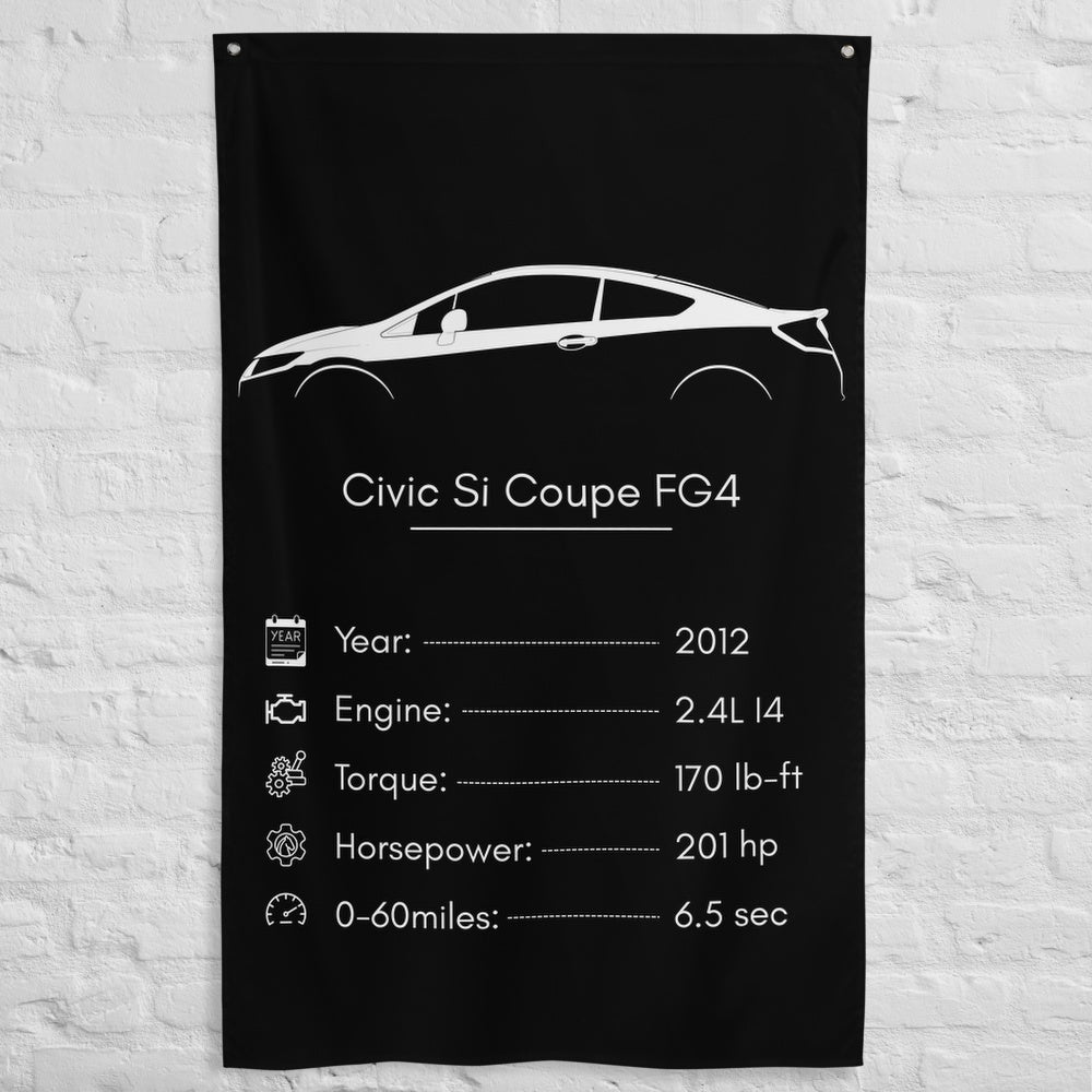Honda Civic Si Coupe FG4 2012 car silhouette spec flag - White Brick Wall