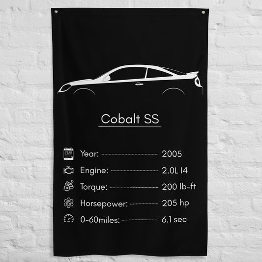 Chevrolet Cobalt SS 2005 car silhouette spec flag - White Brick Wall