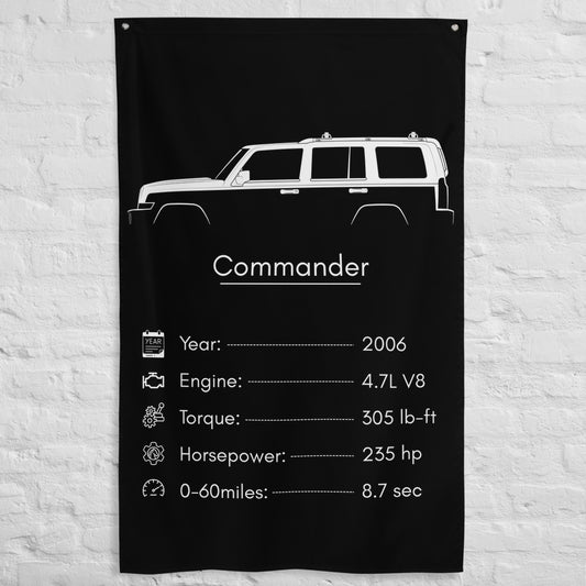 Jeep Commander 2006 car silhouette spec flag - White Brick Wall
