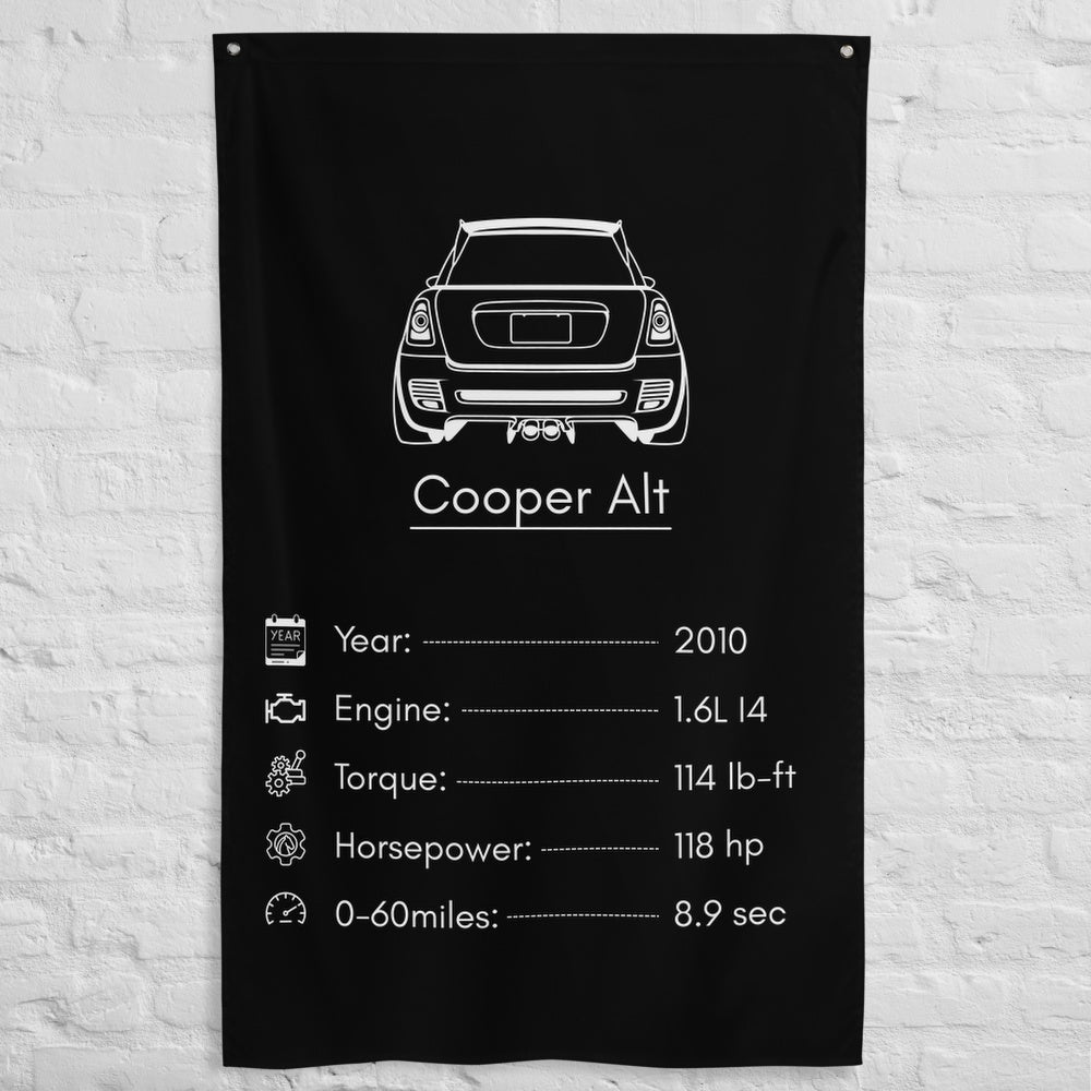 MINI Cooper 2010 car silhouette spec flag - White Brick Wall