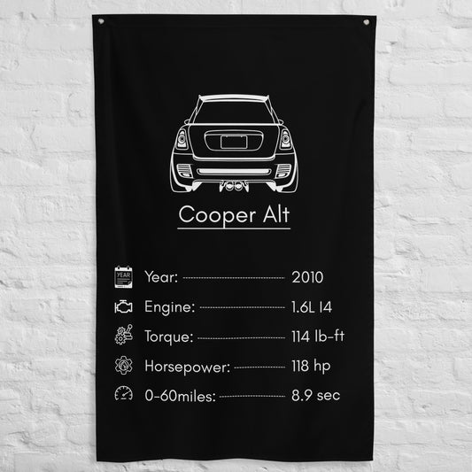 MINI Cooper 2010 car silhouette spec flag - White Brick Wall