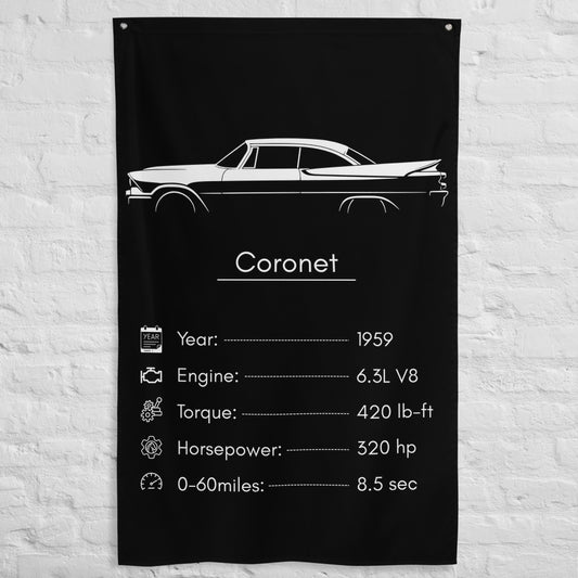 Dodge Coronet 1959 car silhouette spec flag - White Brick Wall