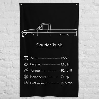 Ford Courier Truck 1972 car silhouette spec flag - White Brick Wall