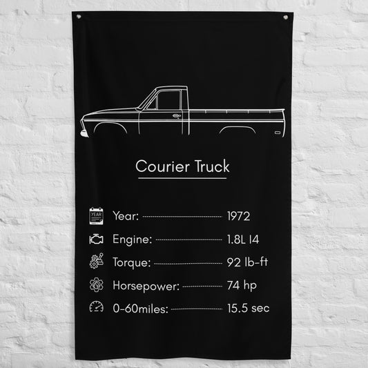 Ford Courier Truck 1972 car silhouette spec flag - White Brick Wall