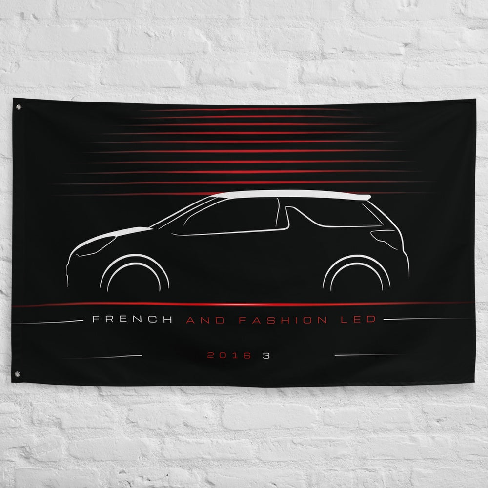 DS 3 2016 car silhouette flag - White Brick Wall