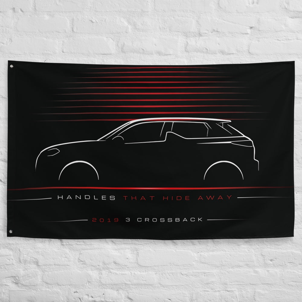 DS 3 Crossback 2019 car silhouette flag - White Brick Wall