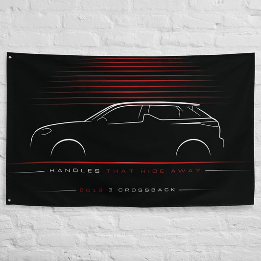 DS 3 Crossback 2019 car silhouette flag - White Brick Wall