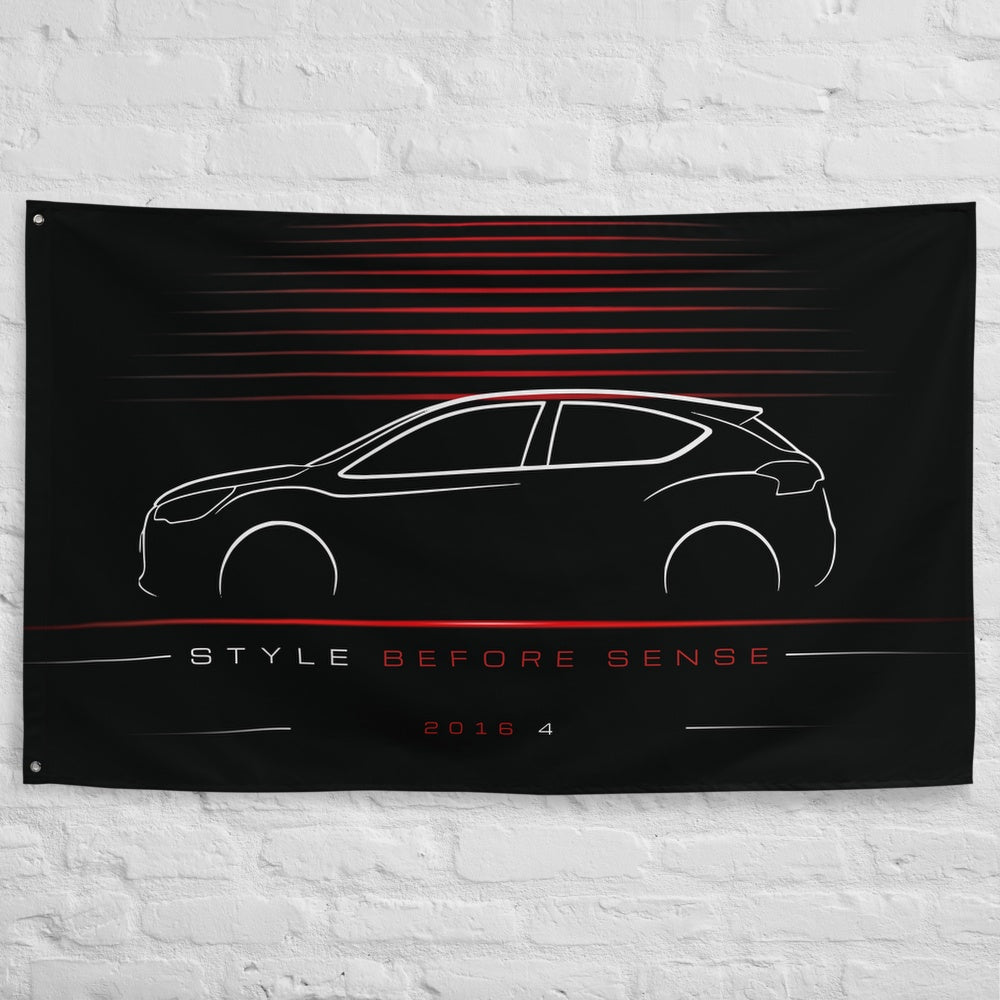 DS 4 2016 car silhouette flag - White Brick Wall