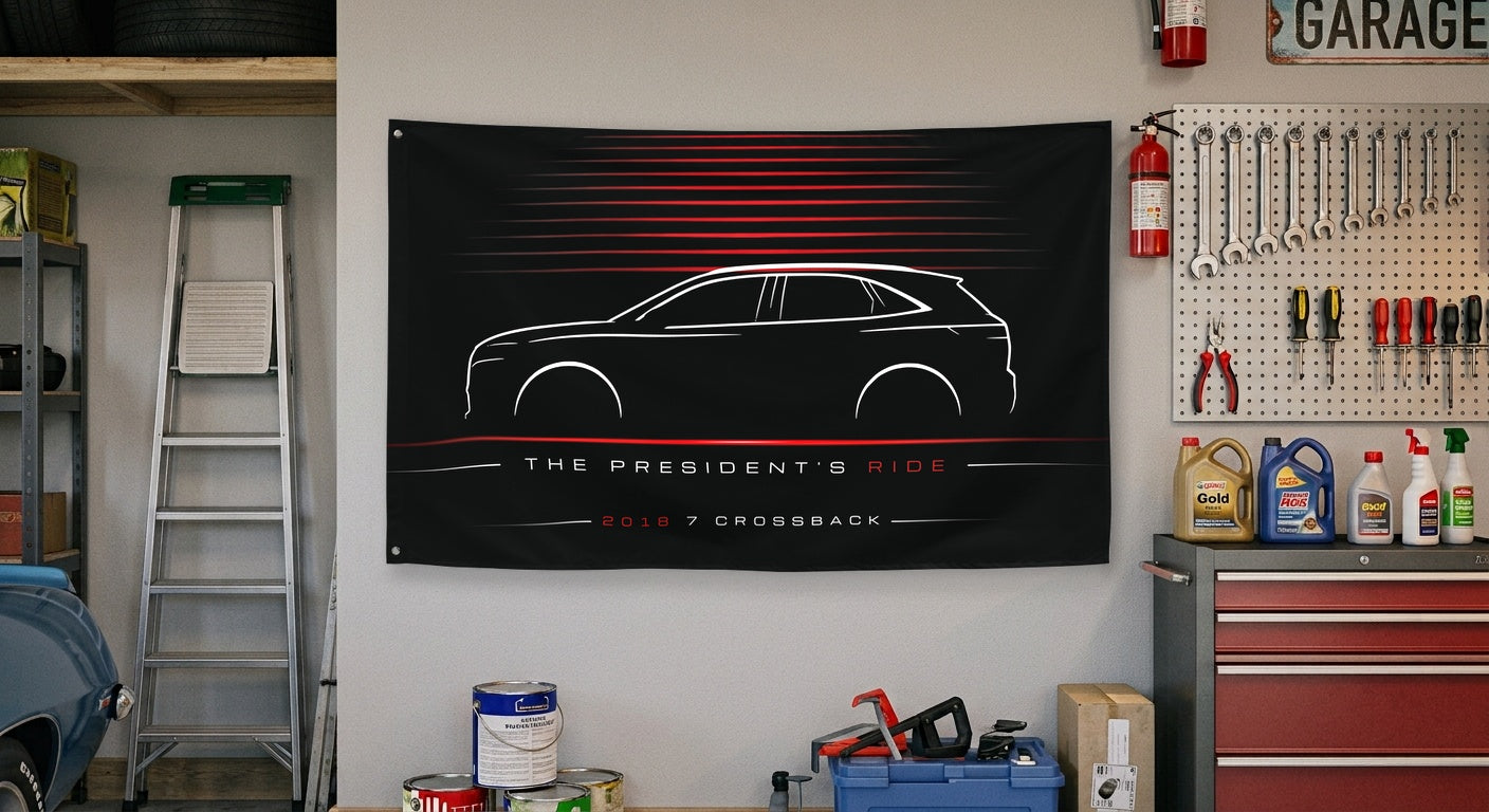 DS 7 Crossback 2018 car silhouette flag - Garage Wall