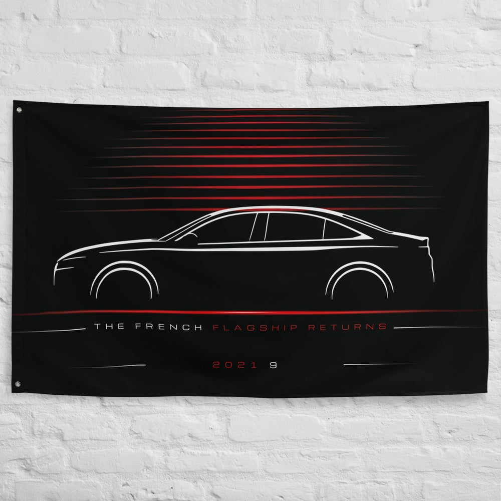 DS 9 2021 car silhouette flag - White Brick Wall