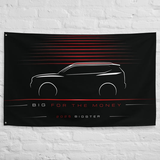 Dacia Bigster 2025 car silhouette flag - White Brick Wall
