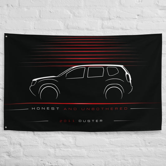 Dacia Duster 2011 car silhouette flag - White Brick Wall