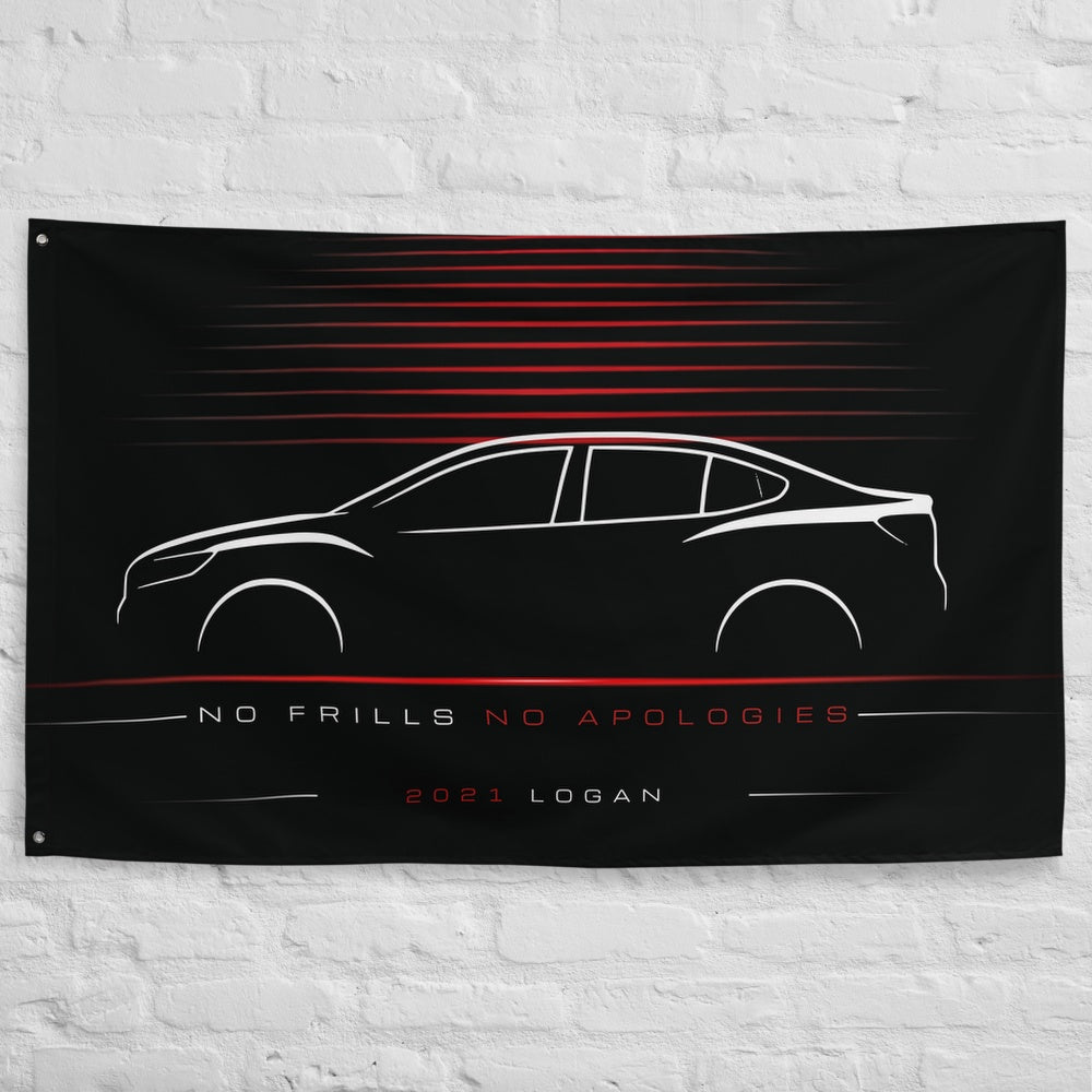 Dacia Logan 2021 car silhouette flag - White Brick Wall