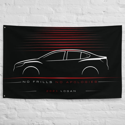 Dacia Logan 2021 car silhouette flag - White Brick Wall