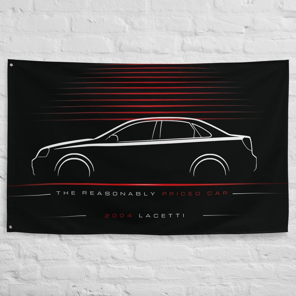 Daewoo Lacetti 2004 car silhouette flag - White Brick Wall