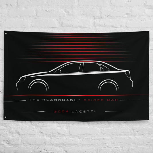 Daewoo Lacetti 2004 car silhouette flag - White Brick Wall