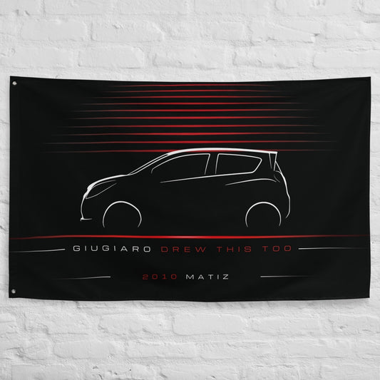 Daewoo Matiz 2010 car silhouette flag - White Brick Wall