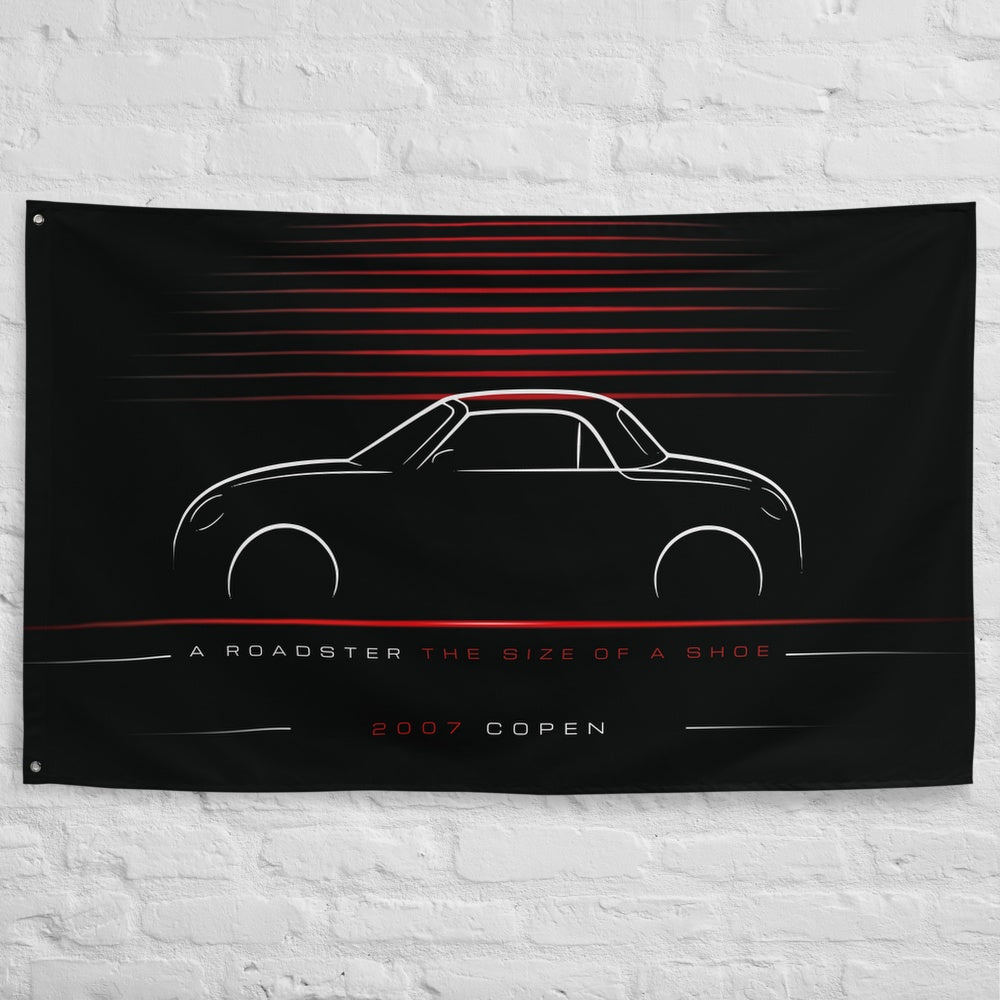 Daihatsu Copen 2007 car silhouette flag - White Brick Wall