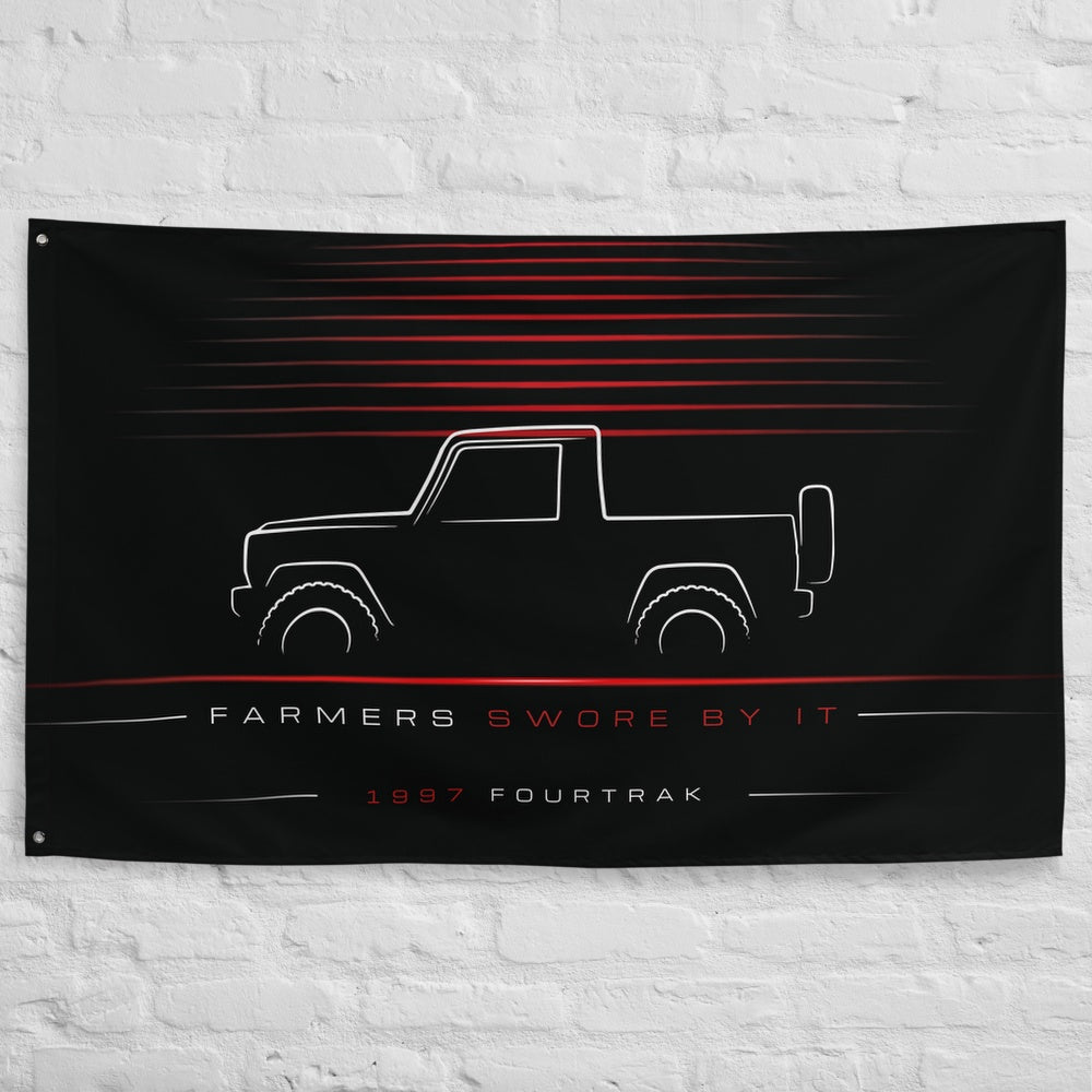 Daihatsu Fourtrak 1997 car silhouette flag - White Brick Wall